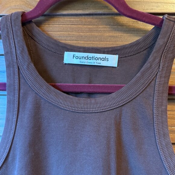 The Foundationals - Chocolate Brown Ribbed Tank- Size M/L - Picture 2 of 4